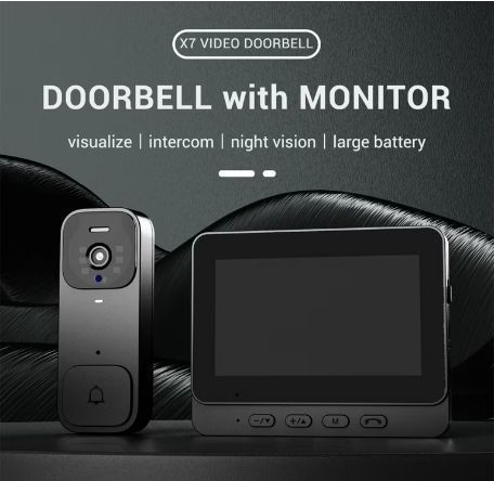 lot 6335 image: Visual Smart Doorbell with 4.3 Color Display, 300K Camera for home security - White