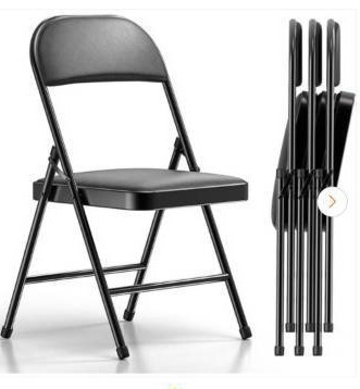 lot 15591 image: Black Fabric Padded Folding Chairs Set of 4 - Retail $90
