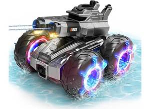 lot 13554 image: Amphibious Remote Control Car with Water Gun,Waterproof Monster Truck Rc Boat Water Tank Swimming Pool Toys,Gesture Sensing RC Stunt Car