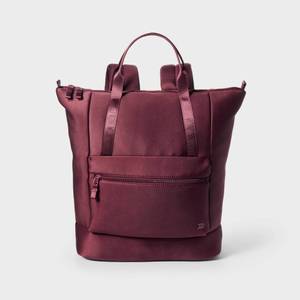 lot 13579 image: Faux Neoprene Backpack Tote - All in Motion Maroon