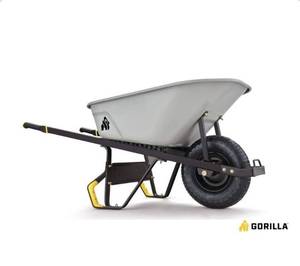 lot 13592 image: (Parts Only) Gorilla 6 cu. ft. PRO Heavy-Duty Steel Tub Wheelbarrow, Steel Braces and Handles, Easy PivotDump Design, 16 in. Pneumatic Wheel