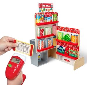 lot 14031 image: Melissa & Doug Wooden Scan It Shop Mart Play Set With Electronic Scanner And Wooden Play Food To Scan Toy Kitchen with Creative Accessories - Retail $86