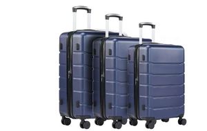 lot 30124 image: 3-Piece Luggage Sets, Hard Shell ABS Suitcases with Double Spinner Wheels, Lightweight Expandable Rolling Travel Suit Case with TSA Lock, Blue - Retail $86