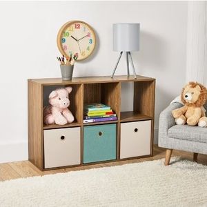 lot 30130 image: Mainstays 6 Cube Storage Organizer, Warm Walnut
