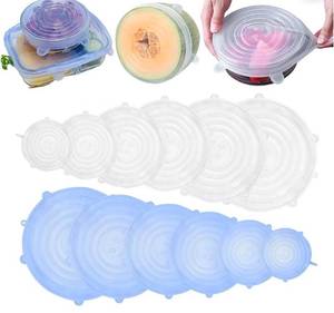 lot 31061 image: 12 PCS Kitchen Silicone Stretch Lids Reusable, Airtight Food Storage Covers, Various Sizes Seal Bowl Stretchy Wrap Cover for Containers, Cups, Plates