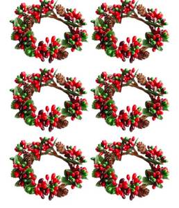 lot 31064 image: 42Pcs Christmas Candle Ring Artificial Berry Tea Light