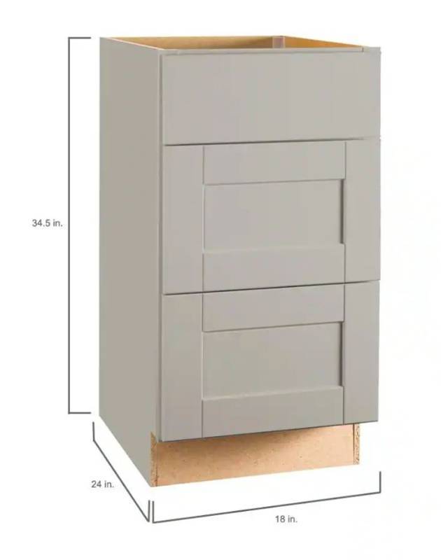 lot 15594 image: Modern Gray 3-Drawer Base Cabinet - Retail $329
