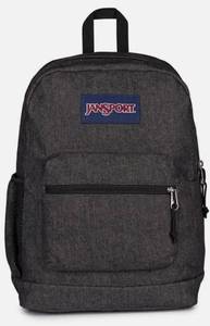 lot 13643 image: JanSport Cross Town Plus Remix 17 Backpack - Black Abstract Denim Shell