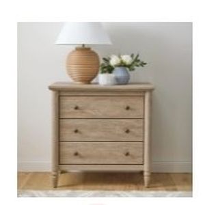 lot 30157 image: My Texas House 437237 Monroe 3 Drawer Nightstand with USB, Brushed Oak Finish - Retail $189