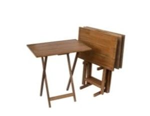lot 30171 image: 2pcs Wooden Over Size TV Tray Set Farmhouse Folding Multipurpose Table Walnut - Retail $95