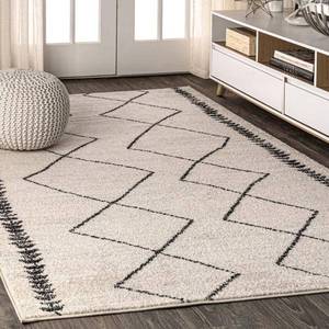 lot 13647 image: JONATHAN Y MOROCCAN HYPE 3 x 5 Area Rug  Zaina Moroccan Beni Souk - CreamBlack  MOH203A-3 - Retail $55
