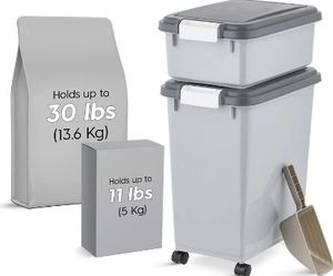 lot 30218 image: Iris Usa 3-Piece 41 Lbs45 Qt WeatherPro Airtight Pet Food Storage Container Combo with Scoop, Gray (ONLY THE SMALL BOX)