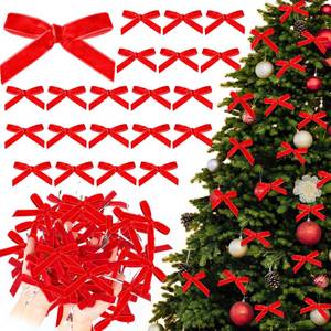 lot 31105 image: 100 Pcs Mini Velvet Bows for Christmas Decor