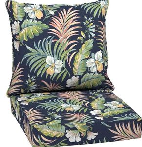 lot 13689 image: Arden 24in x 24in x 5.7in Cushion with Pillow Floral Pattern (ZIPPER BROKEN SEE PHOTOS)
