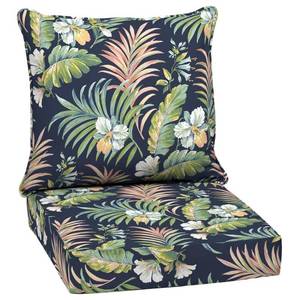 lot 13691 image: ARDEN Outdoor Deep Seat Cushion Set  24 x 24  Water Repellant  Fade Resistant Deep Seat Bottom & Back Cushion Simone Blue Tropical