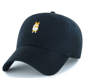 lot 15106 image: Black Cotton Baseball Hat with Embroidered Dog Pattern