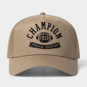 lot 30198 image: Champion Adult Phys Ed Twill Trucker Hat - Khaki