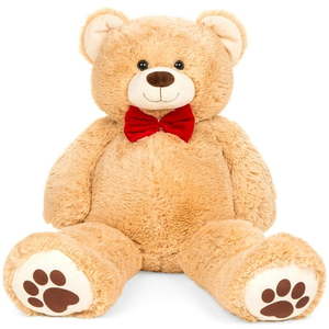 lot 30229 image: Best Choice Products 35in Giant Soft Plush Teddy Bear Stuffed Animal Toy w Bow Tie  Footprints - Brown