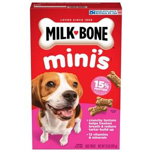 lot 30240 image: Milk-Bone Original Mini Dry Dog Treats Biscuits Beef Flavor - 15oz -