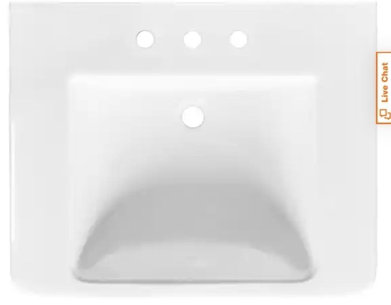 lot 30147 image: Fiona 7.28 in. Pedestal Sink Basin in White Fine Fireclay with 8 in. Faucet Spread - Retail $80
