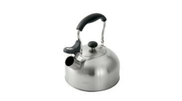 lot 6254 image: Mainstays 1.8-Liter Whistle Tea Kettle induction Compatible Stainless Steel Silver