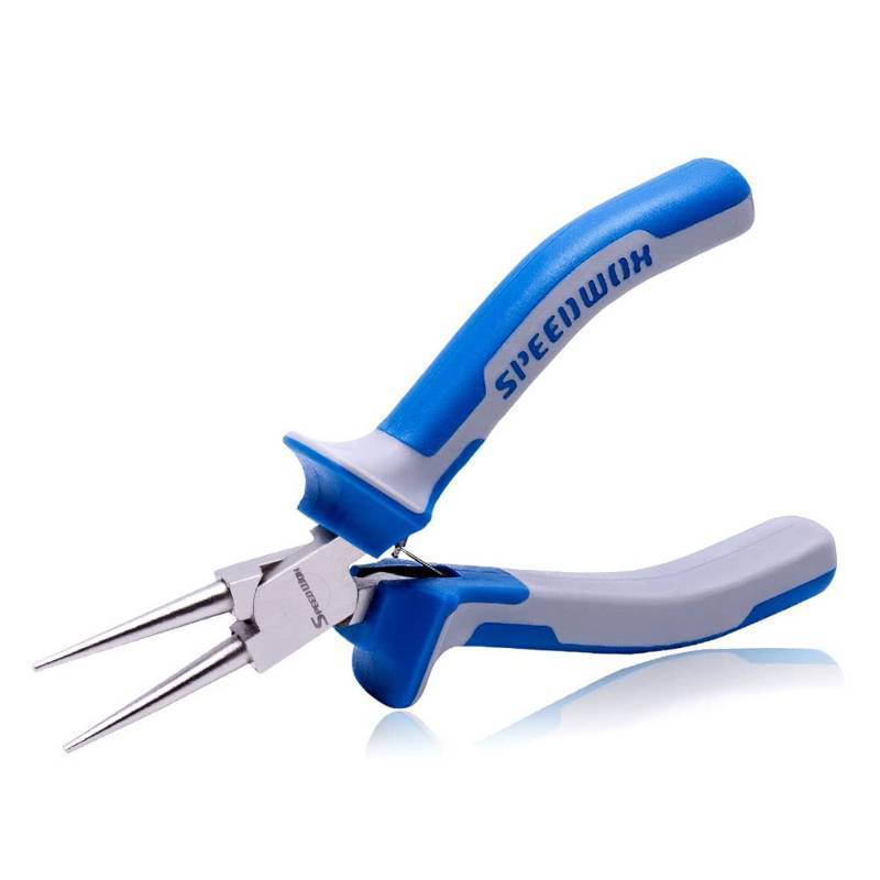 lot 7330 image: 5 Inch Round Nose Pliers - Mini Ultra Tapered Jaw Precision Nippers with Spring