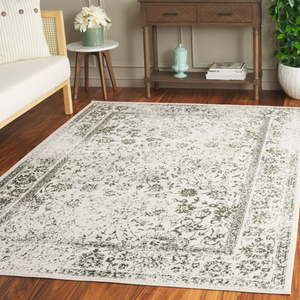 lot 13705 image: SAFAVIEH Adirondack Wyatt Traditional Distressed Area Rug  IvoryDark Green  2 x 3  - Transitional Modern Design Ivory & Dark Green  Ideal for Living Room  Bedroom  Dining Space Entryway Bathroom
