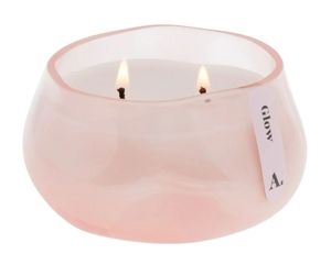 lot 13724 image: Allswell Glow (Vanilla  Pear  Coconut) Scented 1-Wick Organic Blown Jar Spa Candle 8oz.