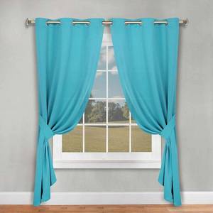 lot 13729 image: Superior Blackout Solid Light Filtering Grommet Curtain Panel Set 52 X 120 Aqua
