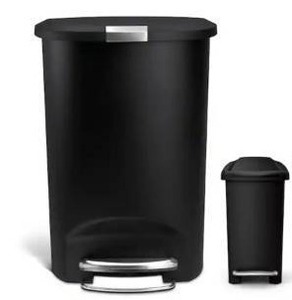 lot 15114 image: Simplehuman 50L & 10L Black Step Trash Can Set