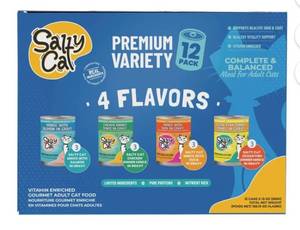 lot 15130 image: Salty Cat Premium Variety Pack Wet Cat Food 12 Pack