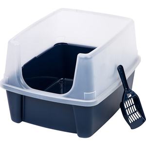 lot 15138 image: Inspired Essentials High Sided Open Top Cat Litter Box with Scoop  -Navy