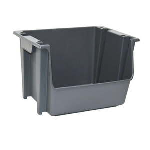lot 30268 image: Pack of 8, Mighty Tuff Large Nesting Stack Storage Bin All Plastic Gray (See Details) - Retail $98