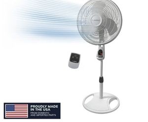 lot 30278 image: Lasko 16 3-Speed Oscillating Remote Controlled Adjustable Pedestal Fan, White, 1646