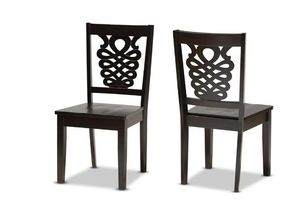 lot 30282 image: Chair with Wooden Scoop Seat Dark BrownWalnut-Set of 2 (One Chair has Damage) - Retail $140