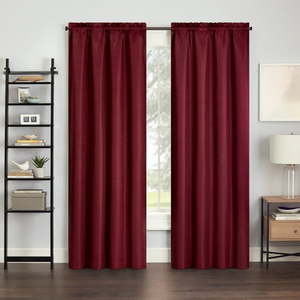 lot 30302 image: Pack of 2, Eclipse Samara Solid Blackout Curtains  Single Curtain Panel 63 Inch Long Blackout Curtains 42 W x 63  L Oxblood