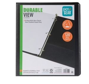 lot 30307 image: (4 pack) Pen and Gear Durable View Binder, 12 Inch D Ring, Black,120 Sheet Capacity