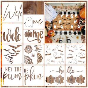 lot 32012 image: Large Halloween Fall Doormat Stencils- Reusable