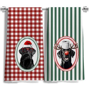 lot 32088 image: 8 Packs of Funny Black Lab Christmas Hand Towels Sets of 2 16x24 Inch