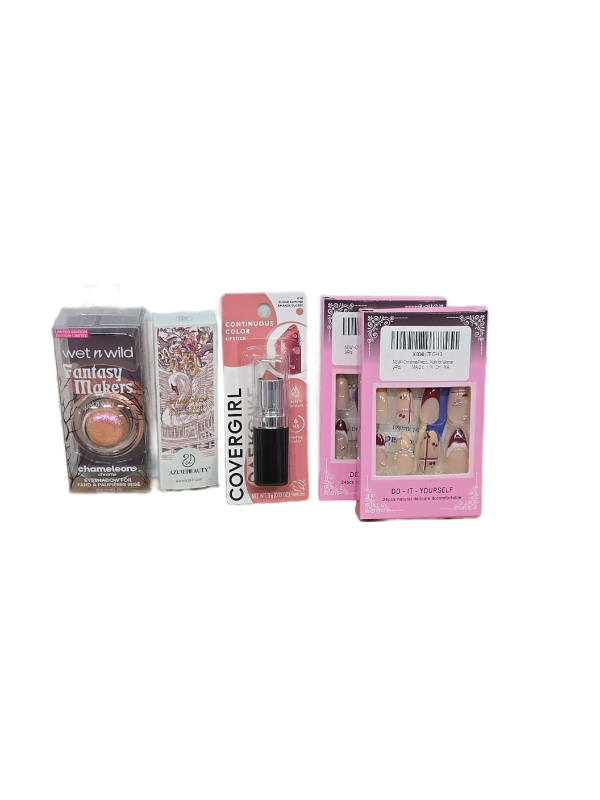 lot 7506 image: Beauty Product Bundle - Wet n Wild, Covergirl, and Press-On Nails