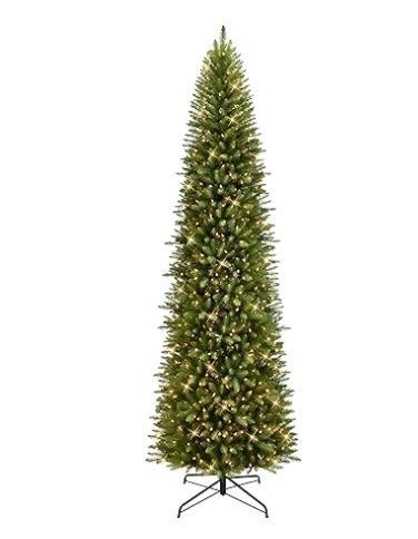 lot 2701 image: Puleo International 9ft Pre-Lit Fraser Fir Pencil Christmas Tree with 550 Clear Lights- Retail $221