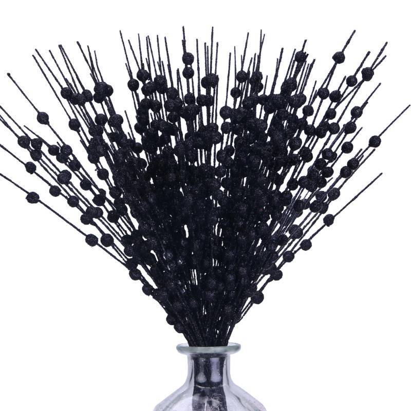 lot 10215 image: 3 Boxes of efivs arts 10 Pack Black Artificial Glitter Berry Stems 15.7