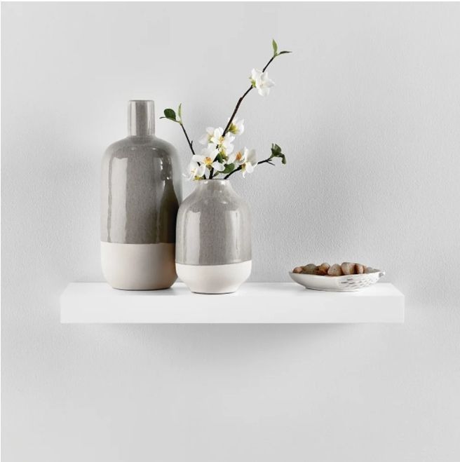 lot 13132 image: Mainstays White 18 Wood Floating Shelf