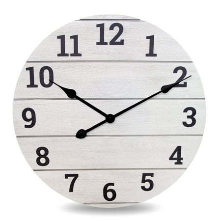 lot 15720 image: Mainstays 20 Analog Whitewashed Wood Plank Wall Clock (See 3rd Pic)
