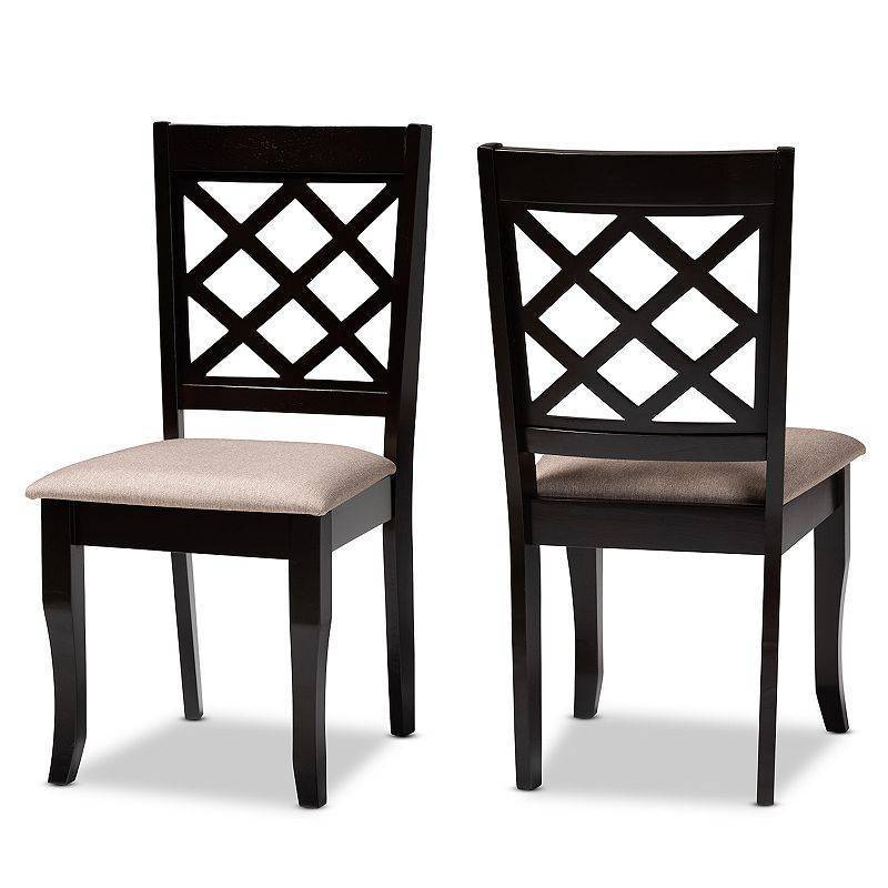 lot 6512 image: Set of 2 Verner Fabric Upholstered Wood Dining Chairs SandDark Brown - Baxton Studio - Retail $165