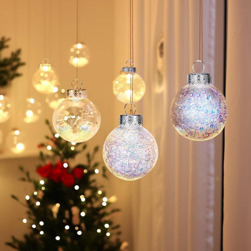 lot 7125 image: 48ct Shatterproof Clear Christmas Ball Ornaments