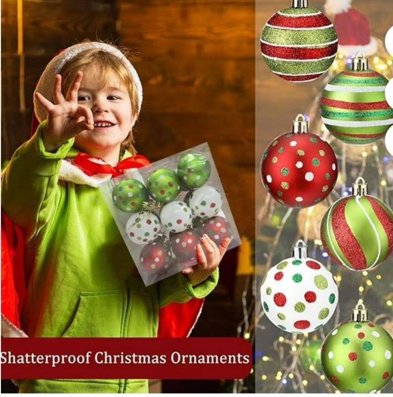 lot 15796 image: Shatterproof Christmas Ornament Set - 18 Pieces