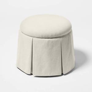 lot 13750 image: Box Pleat Skirt Storage Ottoman Performance Fabric Cream - Threshold- designed with Studio McGee -Retails $110