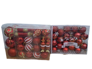lot 13745 image: 100 Piece Red Christmas Ornament Bundle