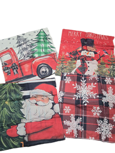 lot 32120 image: Double Sided Christmas Holiday Garden Pillowcase Collection, 17 x17in, Set of 4
